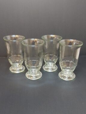 Vintage 1960s Clear Thumbprint Jelly Juice Shrimp Cocktail Footed Glasses